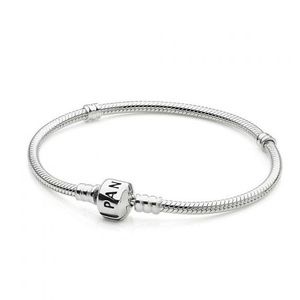 Pandora Classic Sterling Silver Bracelet With Barrel Clasp Charm Bracelet 7"